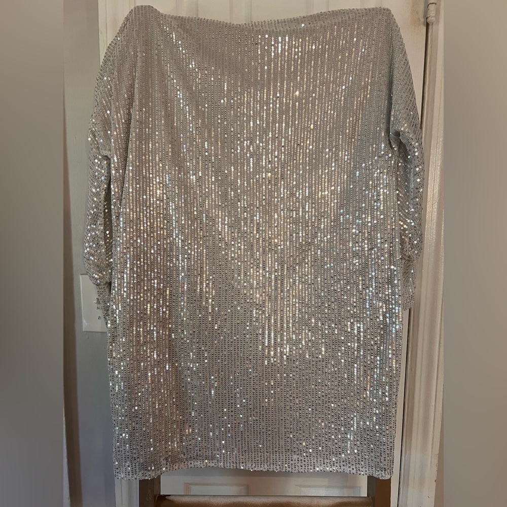 NW/OT SHEIN Curve 1XL White Sequins Dress